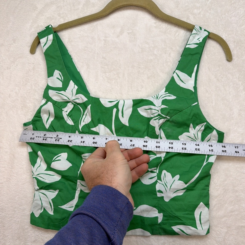 J Crew Floral Two Piece Set Womens Size 6 Green Crop Top Skirt Matching - Picture 4 of 16